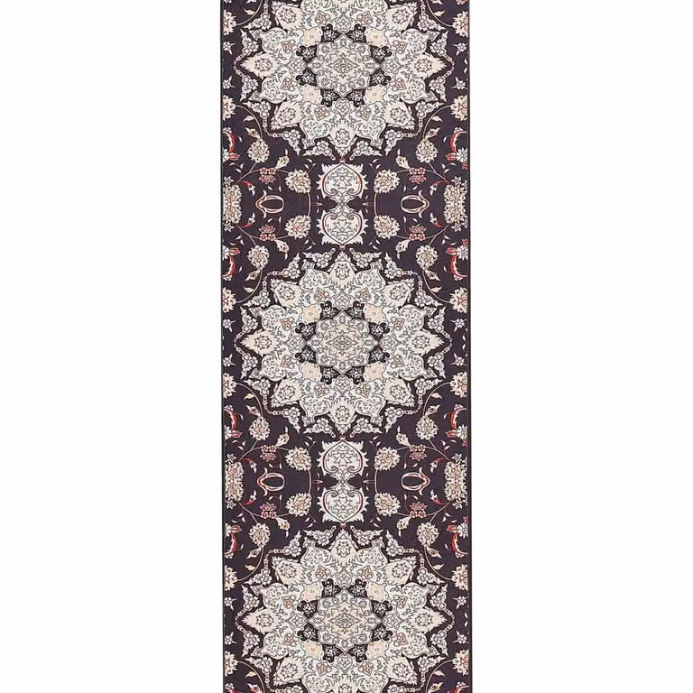 Wyld and Coco Oriental Runner Rug in Black and Beige, W/D/H: 60 x 200 cm, Anti-Slip Polyester