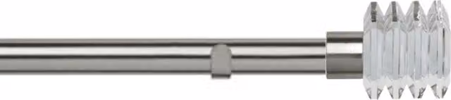 New Edge Blinds 28mm Metal Eyelet Curtain Pole Set with Square Finial in Silver, Length: 260cm