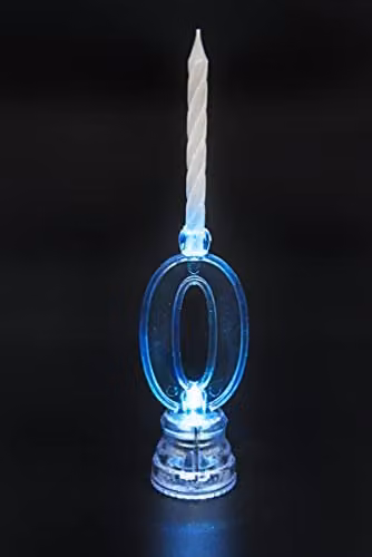Shatchi Number 0 LED Light Up Flashing Colour Changing Birthday Cake Decoration with 4 Wax Candles in Multicolour