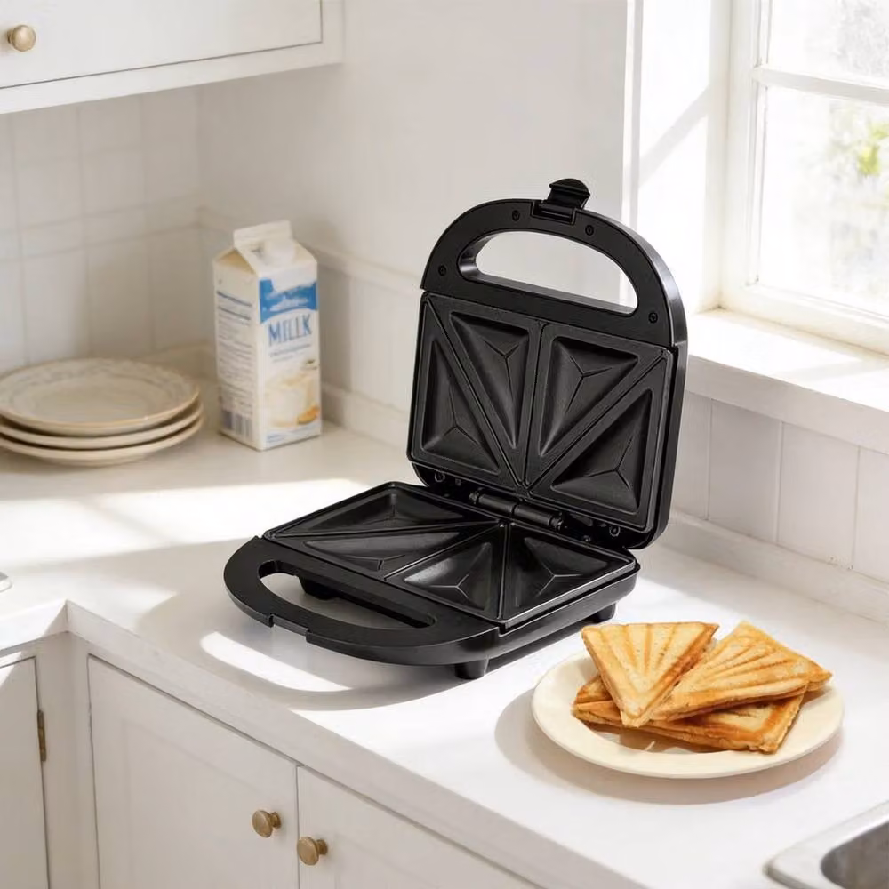 FLAVORA 2 Slice Triangle Sandwich Toaster with Non-Stick Coating in Black – 3