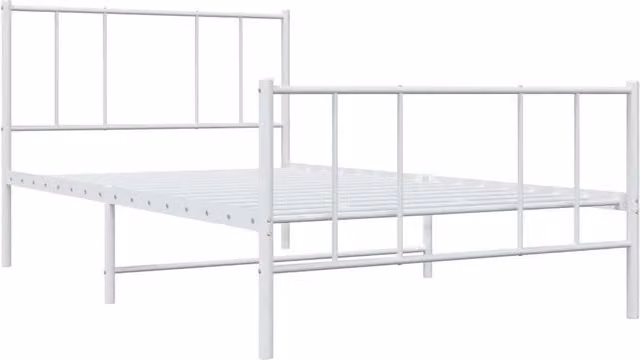 Berkfield Home Metal Bed Frame with Headboard and Footboard, White, W/D/H: 80 x 200 cm – 1