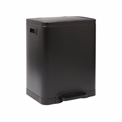 Harbour Housewares 30L Stainless Steel Double Kitchen Pedal Bin with Soft Close Compartments and Removable Inner Buckets, Black