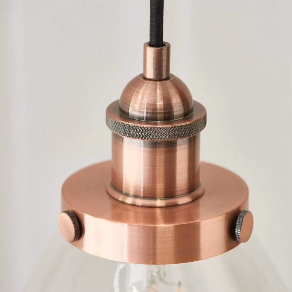 Loops Industrial Hanging Ceiling Pendant Light in Copper and Transparent Glass – 2
