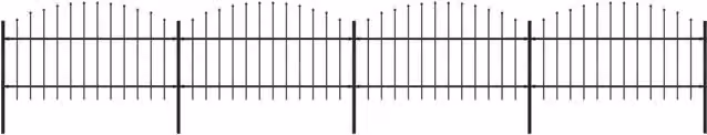 Berkfield Black Steel Spear Top Garden Fence