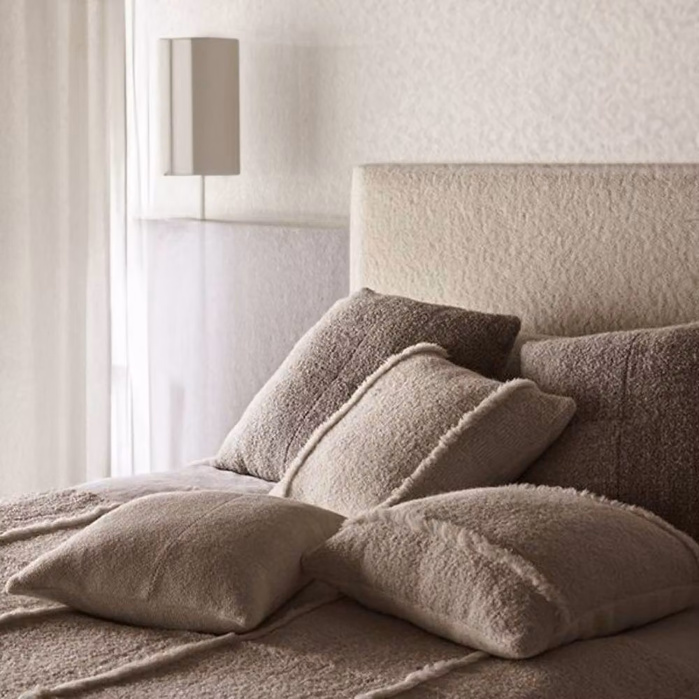 KDMD Beasley Boucle Upholstered Platform Mink Bed Frame in Beige, W/D/H: 180 x 200 cm – 3