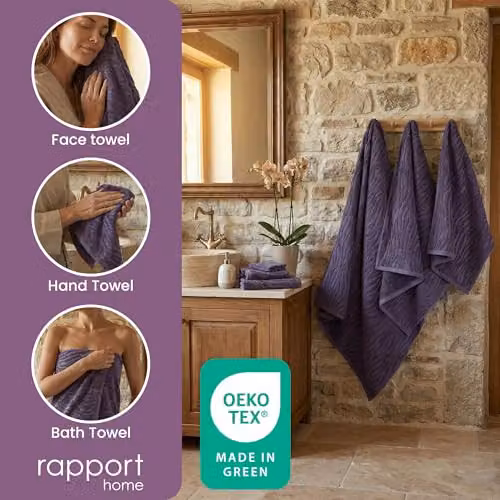 Rapport Home Safari 6-Piece Cotton Towel Bale Set in Purple, 500gsm – 5