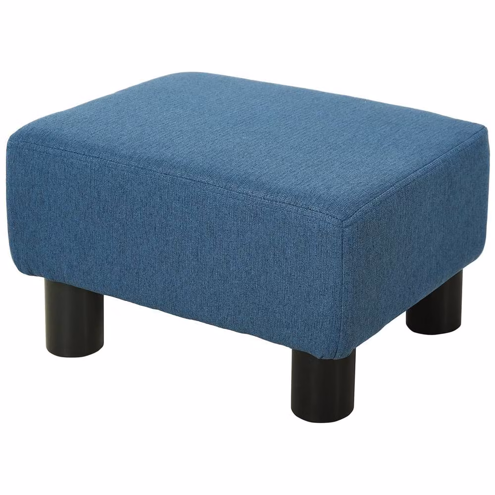 Wyld Haus Fatopa Blue Linen Rectangular Footstool W/D/H: 30 x 24 x 30 cm – 2