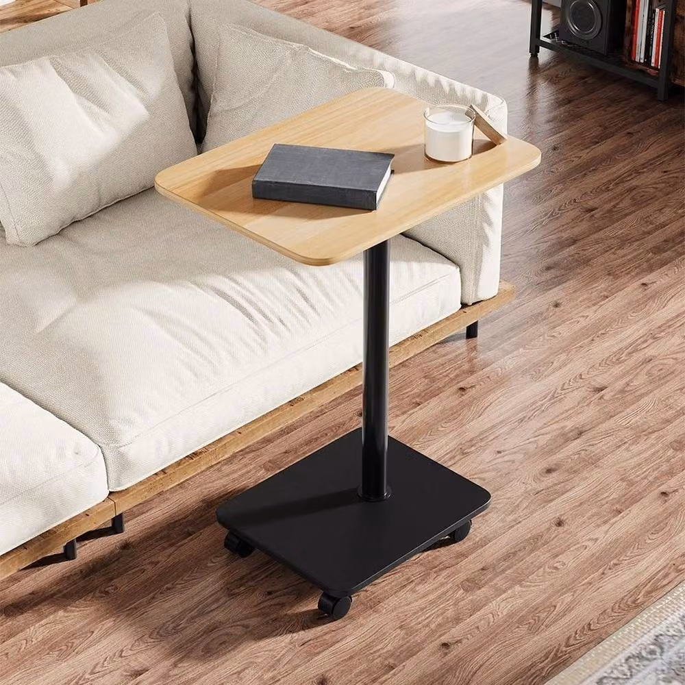 Kelvenix 2-Tier Mobile Side Table with Castors in Brown Light Walnut – 2