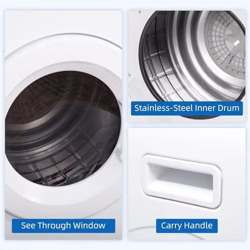HOMCOM 6kg Vented Tumble Dryer, Freestanding, Wall Mounted or Stackable, White – 4