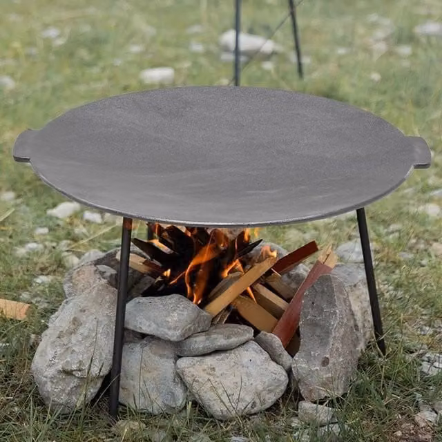 EONLION Black Cast Iron Non-Stick Round Griddle Pan, Diameter: 45 cm