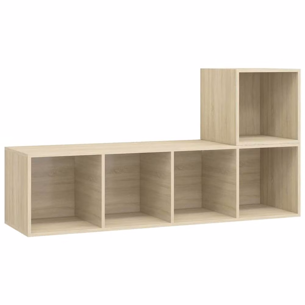 Berkfield Home Practical 2 Piece Wall Mounted TV Cabinet Set in Sonoma Oak and Beige, W/D/H: 142.5 x 37 x 37 cm – 3