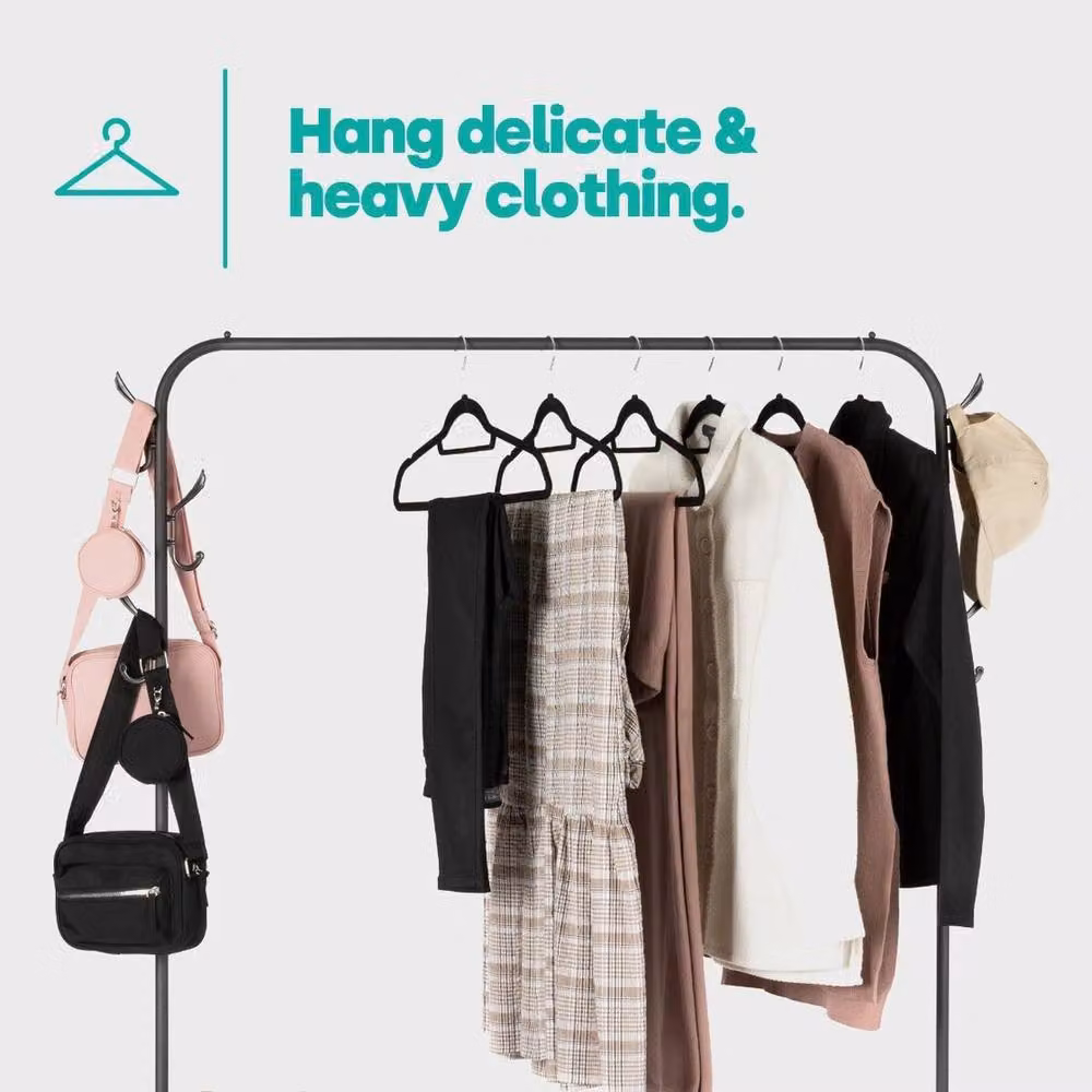 NESTLUNE Matt Black Metal Freestanding Clothes Rail and Shoe Rack – 3