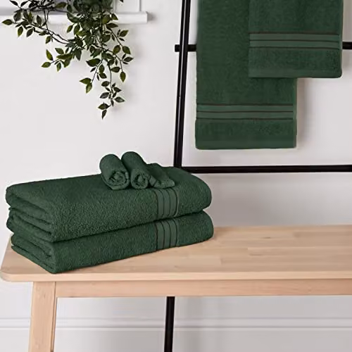 OHS Luxury 100% Cotton Terry Bath Sheet in Green, W/D/H: 150 x 90 x 1 cm – 2