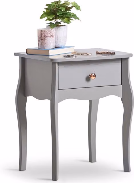 BTFY Baroque Design Bedside Table with 1 Drawer in Grey and Gold