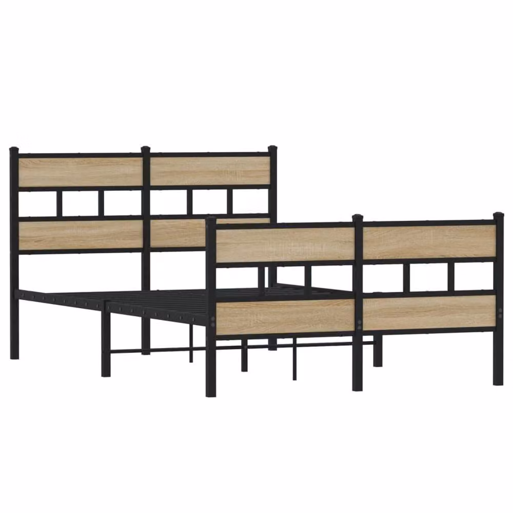 Berkfield Home Metal Bed Frame in Sonoma Oak Brown, Small Double, W/D/H: 120 x 190 cm – 3