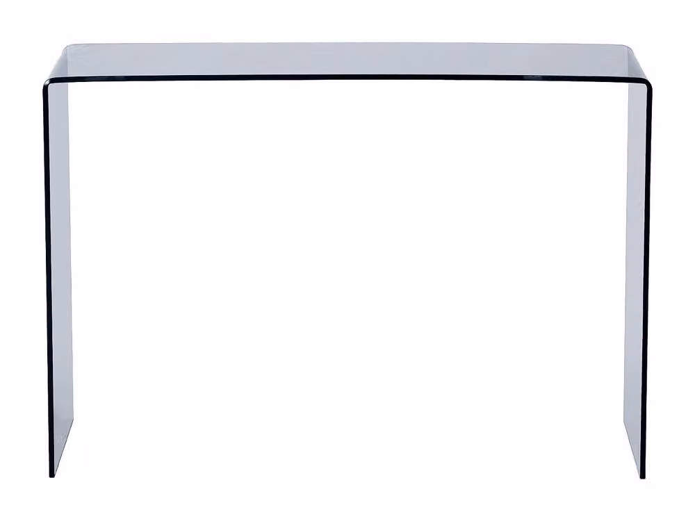 Vente-unique ALONZO Curved Smoked Tempered Glass Console Table in Black and Transparent, W/D/H: 80 x 35 x 75 cm – 2
