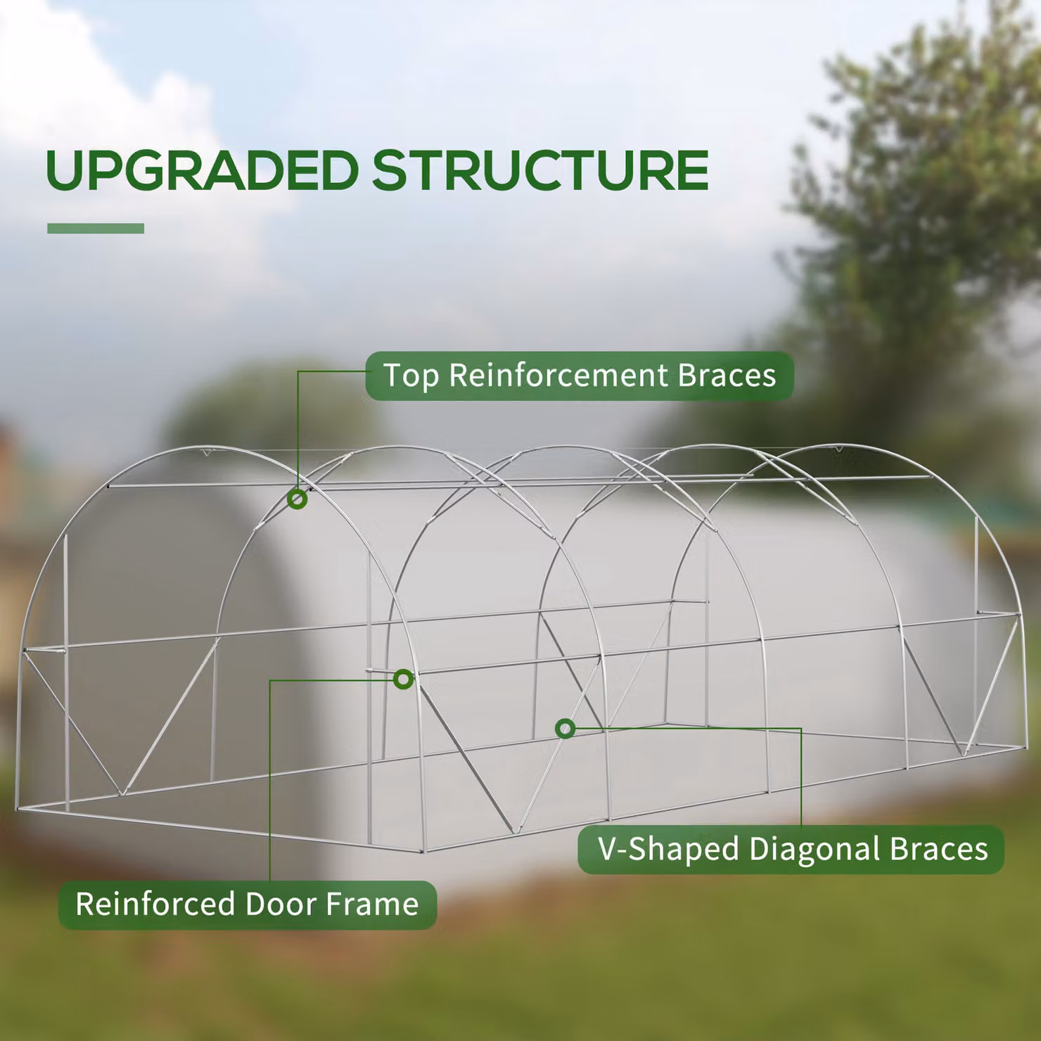 Outsunny White Polytunnel Greenhouse for Seedlings with 15 Plant Labels, W/D/H: 300 x 196 x 300 cm – 3