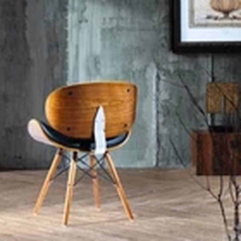 EONLION Retro Chair in Beige Faux Leather with Walnut Finish Wooden Eiffel Legs – 2