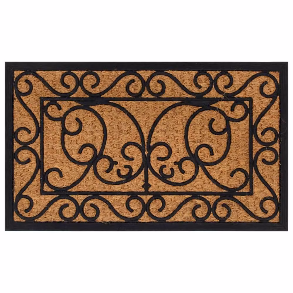 Berkfield Home Rectangular Door Mat in Brown, Rubber and Coir, W: 75 cm, D: 45 cm – 2