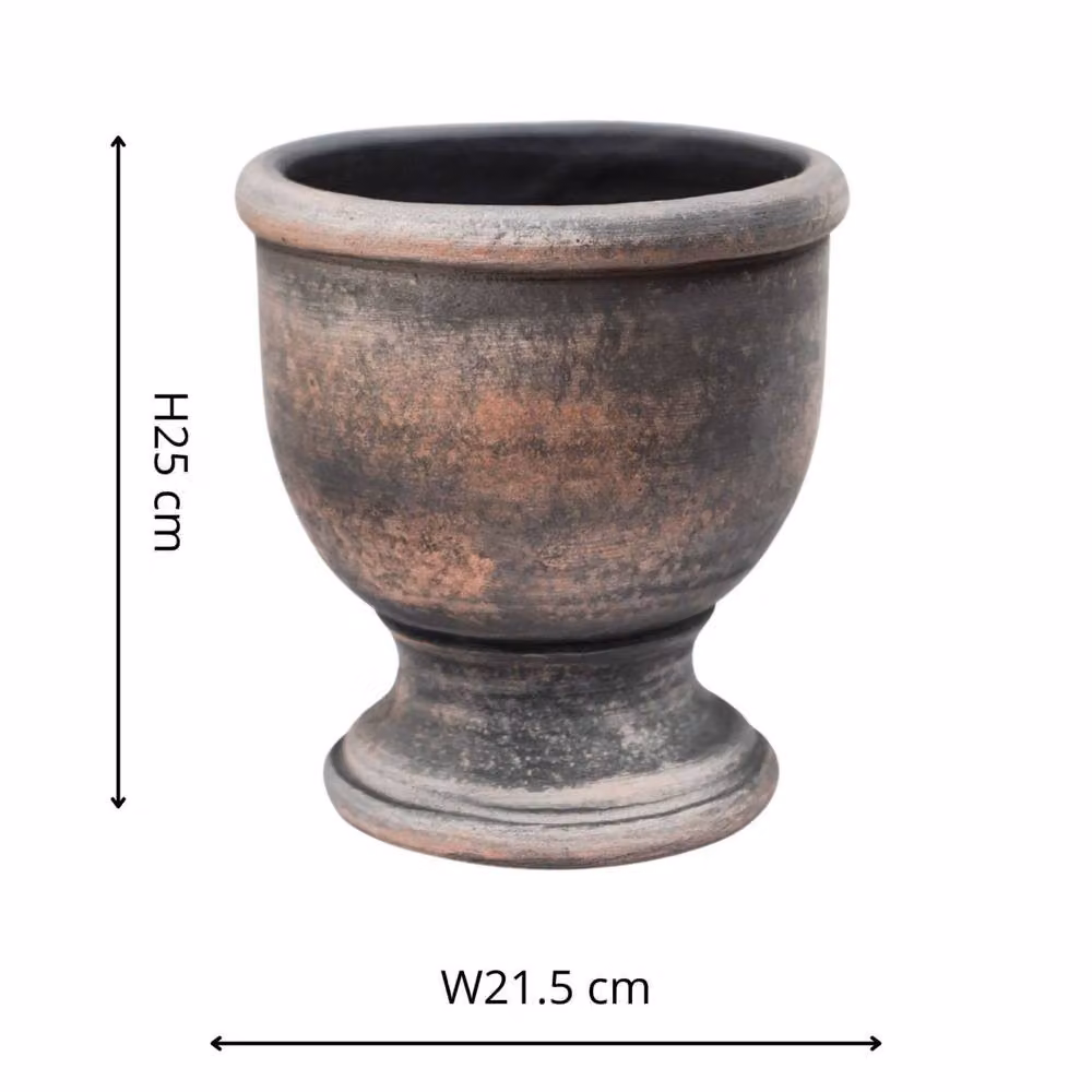 Ivyline York Grey Wash Terracotta Ceramic Planter Tub, H: 25 cm, D: 21.5 cm – 3