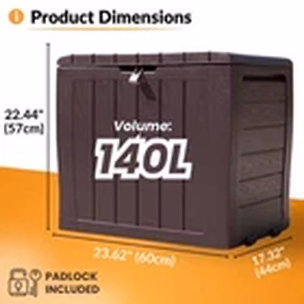 VOGREX 140L Waterproof Plastic Outdoor Garden Storage Chest in Brown – 2