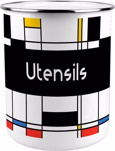 Purely Home Retro Art Deco Round Kitchen Utensil Holder in Multicolour and White