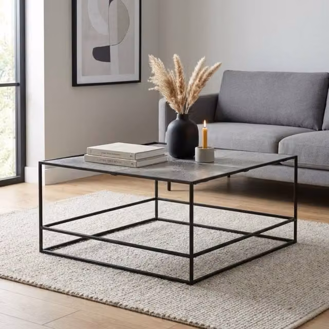 Garden Greatness Maison Square Antique Style Metal Coffee Table in Brown W/D/H: 80 x 80 x 40 cm