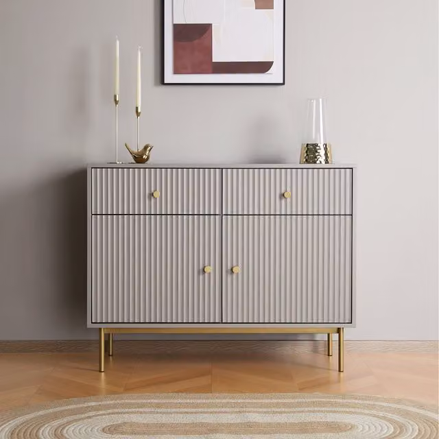 Devon 2 Door Cabinet with Drawers in Grey by Home Garden Direct