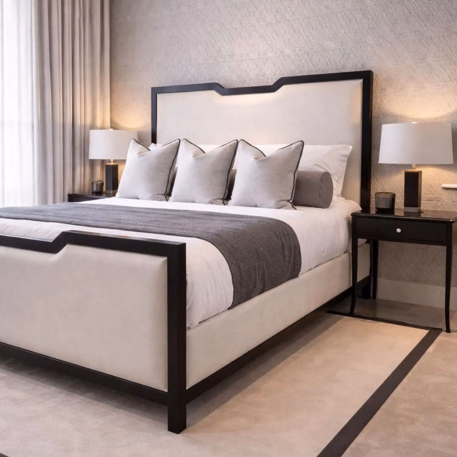 HOB Furniture Washington Curve Velvet Bed in Beige, Size: Super King, W/D/H: 200 x 137.16 x 215 cm – 2