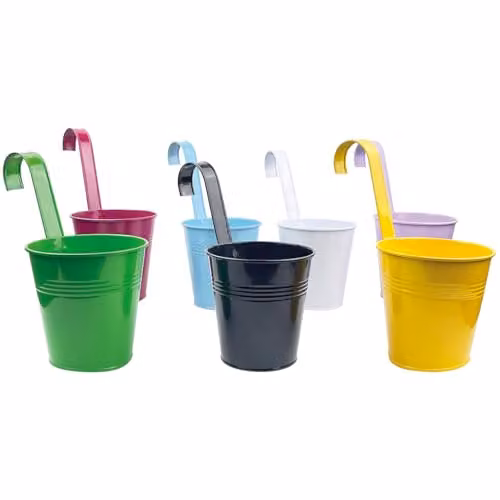 mysmartbuy Set of 7 Multicolour Metal Hanging Planters, H 22 cm x Diameter: 10 cm