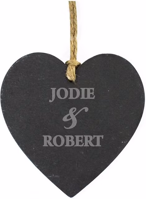 Personalised Memento Company Black and Gold Rustic Slate Heart Hanging Wall Plaque Decoration