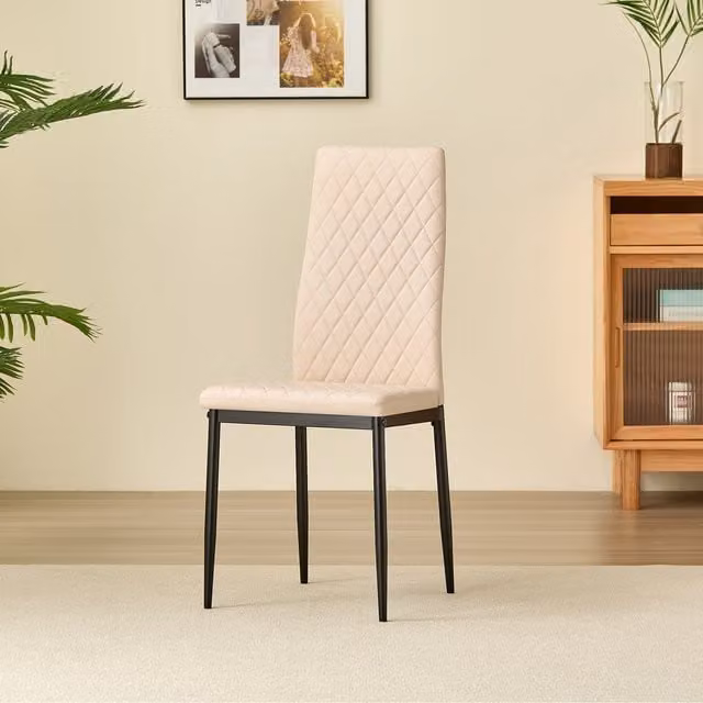 Madefor.living Emily Synthetic Leather Comfort Dining Chairs Set of 4 in Beige, Yellow and Pink