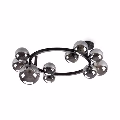 Ideal Lux Perlage 10 Light Globe Ceiling Light in Black with Grey Glass Spheres
