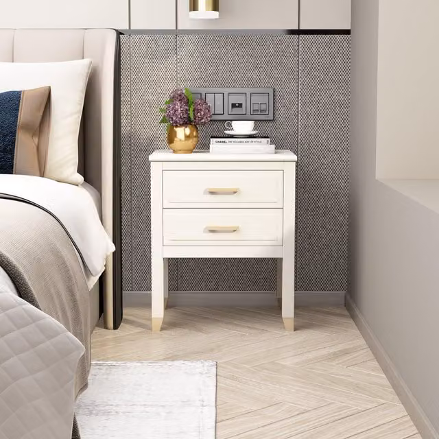 Cabinet Bits Palazzi 2 Drawer Bedside Table in White – 1