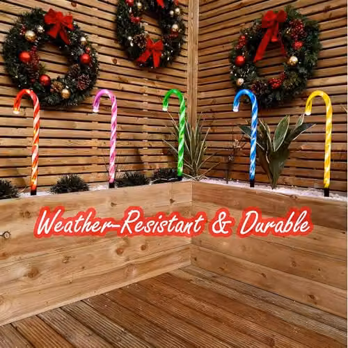 Shatchi Multicolour Candy Cane Christmas Pathway Lights, Set of 5, Height: 55 cm – 7