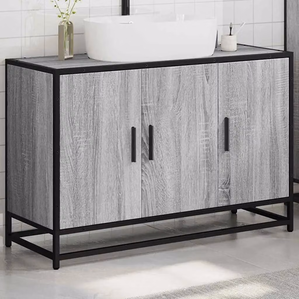 Berkfield Home Grey Sonoma Bathroom Sink Cabinet W/D/H: 90 x 33 x 60 cm – 2