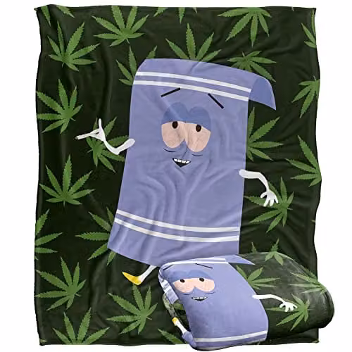 LOGOVISION South Park Towlie Pot Leaves Super Soft Microfibre Fleece Throw Blanket, W: 152 cm, D: 127 cm, Multicolour