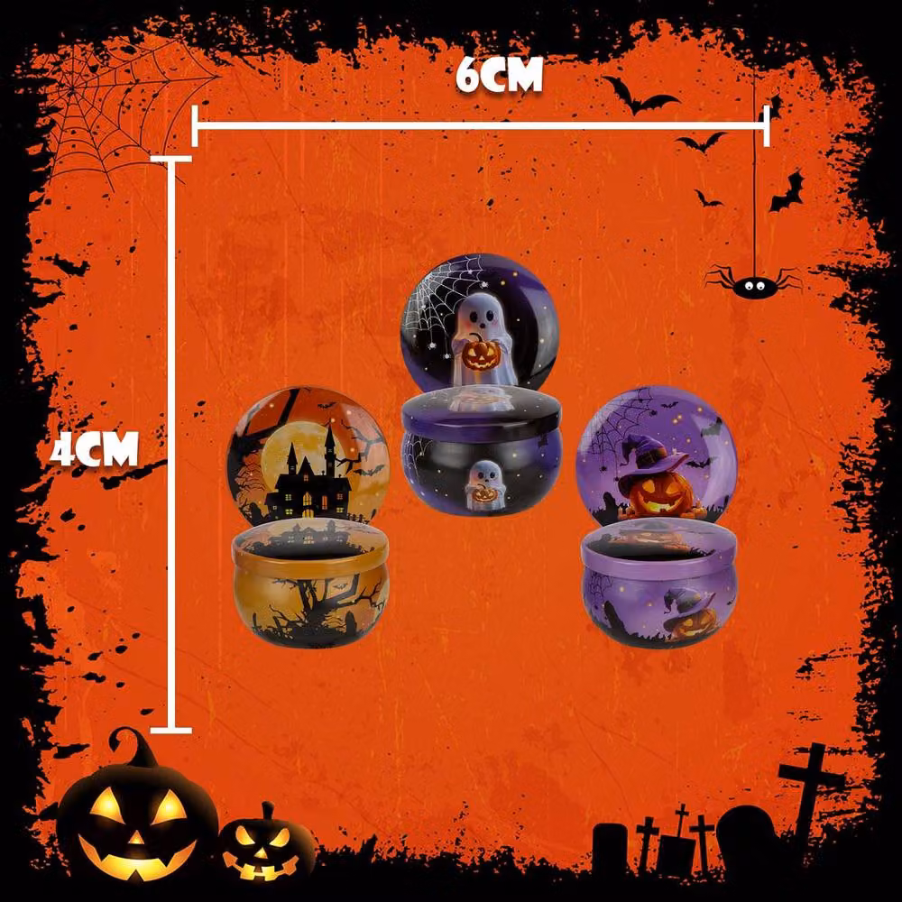 VFM e-Store Halloween Ceramic Tealight Candle Pot in Multicolour House, Ghost and Pumpkin Designs – 2