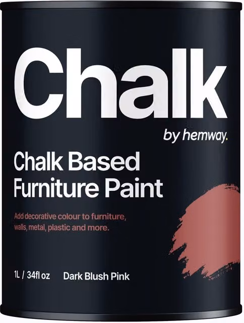 Hemway Chalk Based Furniture Paint in Flat Matt Dark Blush Pink, 1L