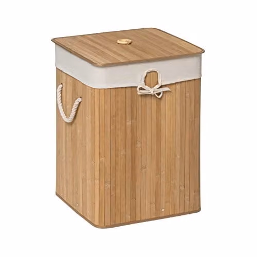 Orsina Kankyo Bamboo Square Laundry Hamper with Lid and Removable Bag, Brown – 1