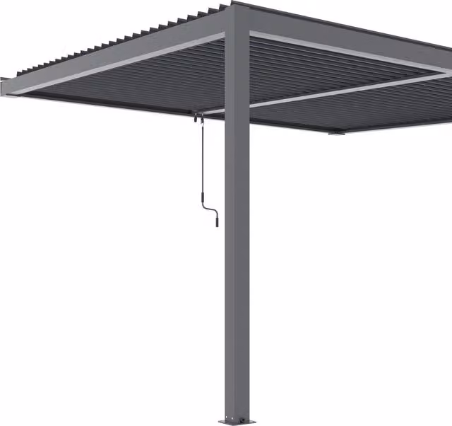 Agadon Wall Mounted Aluminium Lean-to Pergola Shading System in Matt Anthracite Grey, W: 400 cm, D: 300 cm