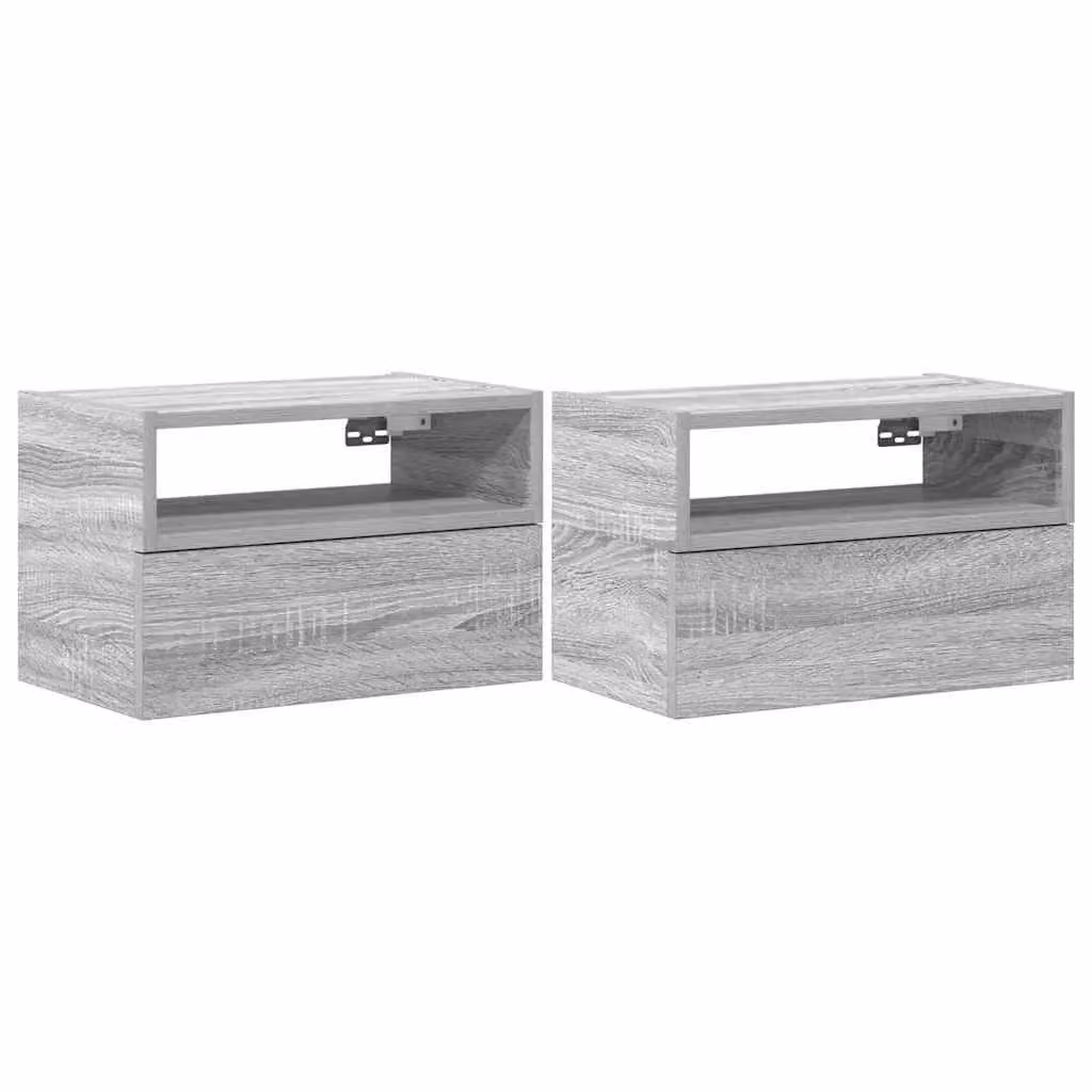 Berkfield Home Wall-mounted Bedside Cabinets, 2 Pack, Grey, W: 45 cm, D: 26 cm, H: 28.5 cm – 2
