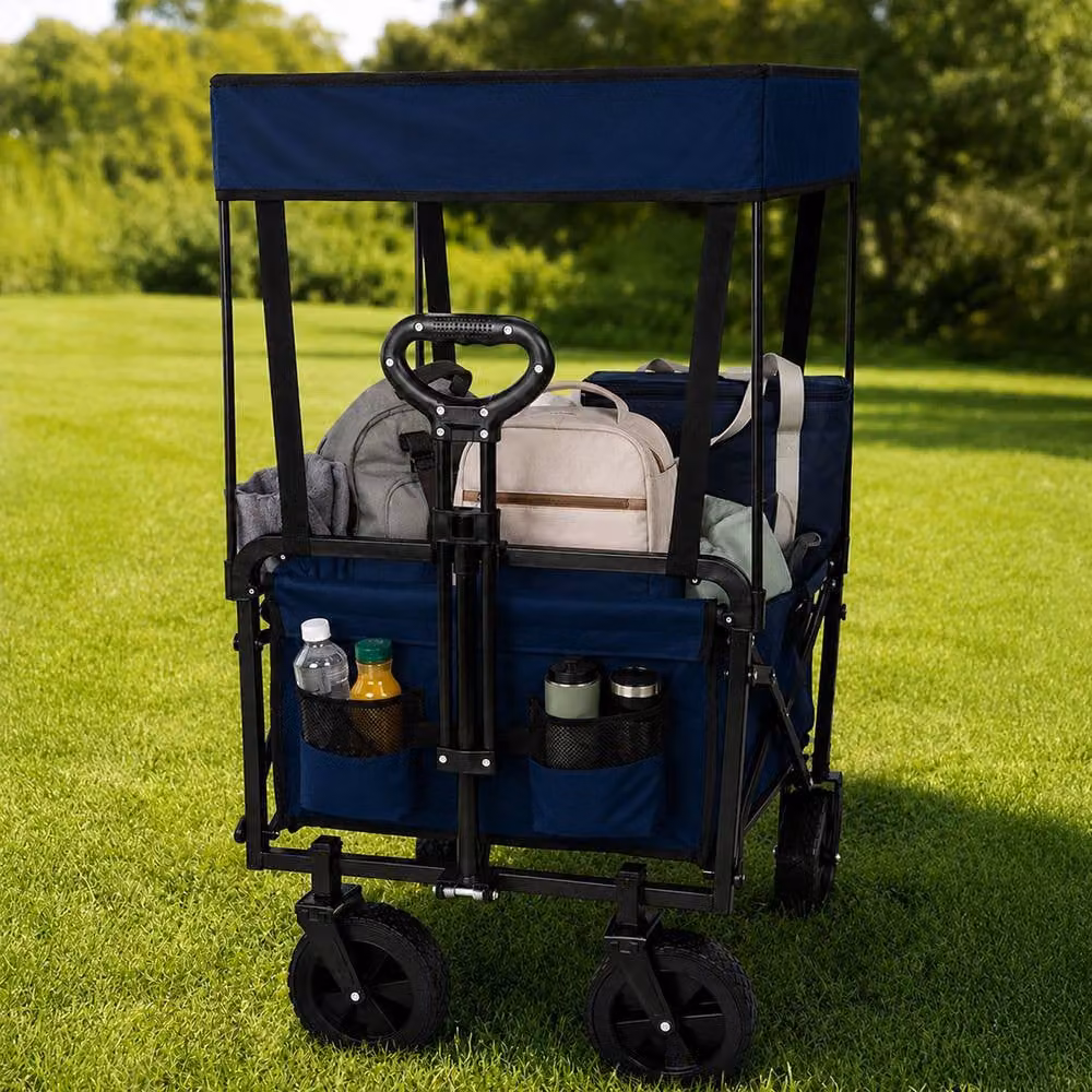 Neo Folding Garden Cart with Canopy in Mid Navy Blue, 140L Capacity – 8