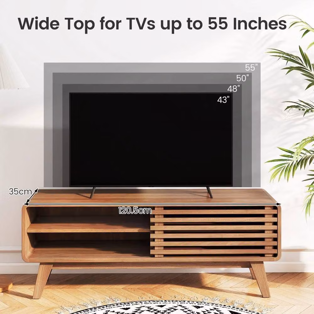 FLAVORA Mid Century Wood TV Cabinet in Brown – 5