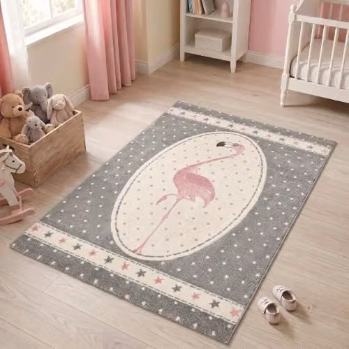 Bravich Pink Flamingo Kids Rug, W: 160 cm, D: 230 cm, Soft Anti-Allergic Polypropylene Play Mat for Bedrooms and Nurseries – 3