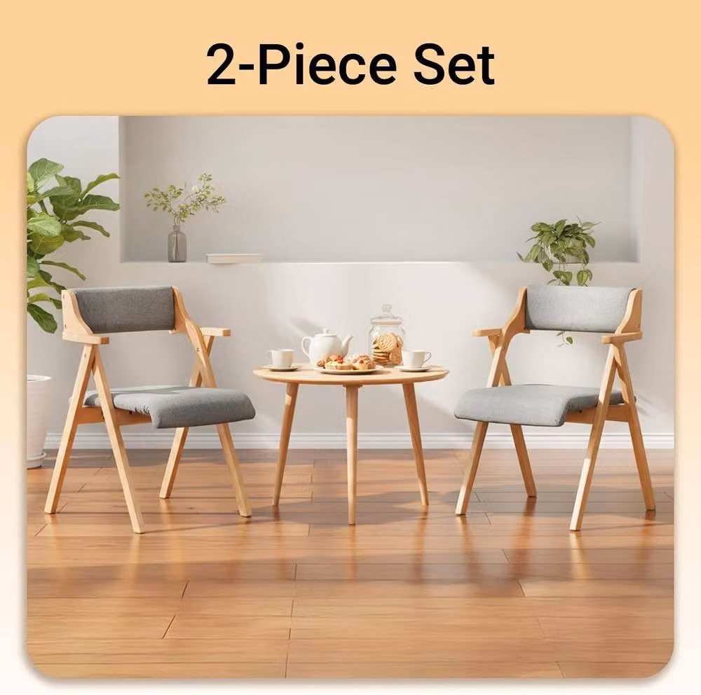 SoBuy Grey Folding Dining Chair with Padded Fabric Cushion and Solid Wood Frame – 2