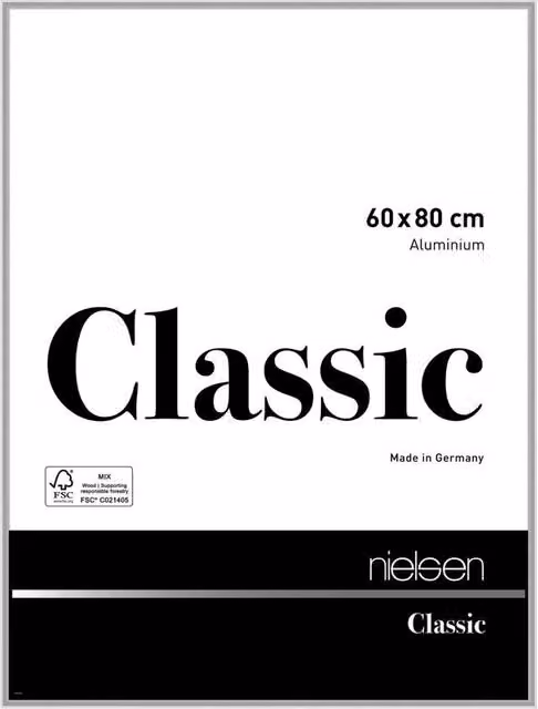 Nielsen Design Classic Single Picture Frame in Silver Aluminium with Glass Front, W: 60 cm, H: 80 cm – 1