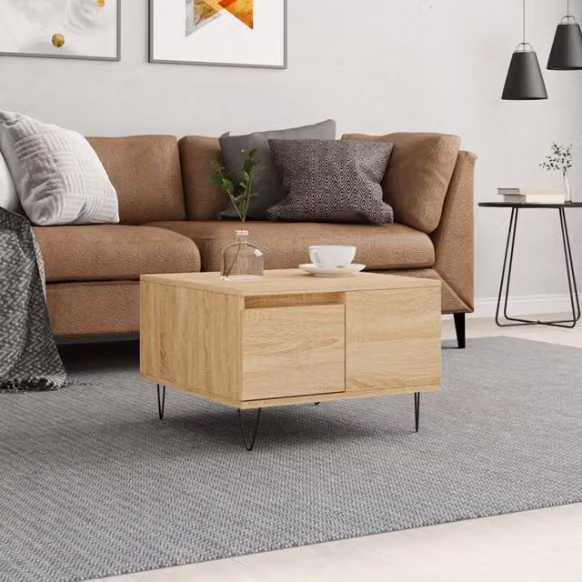 Berkfield Home Sonoma Oak Coffee Table in Brown, W: 55 cm, D: 55 cm, H: 36.5 cm – 1