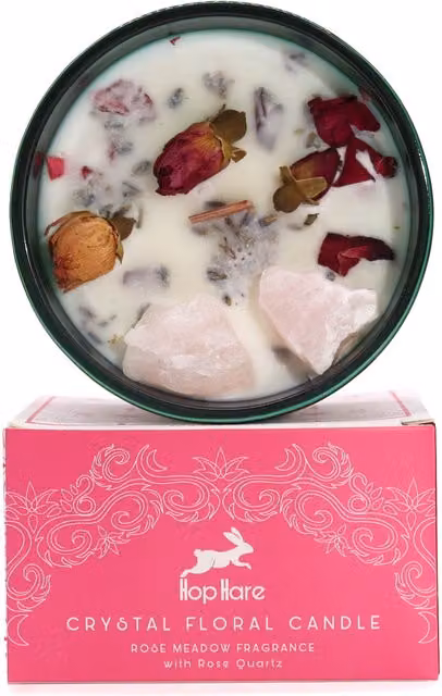 Ancient Wisdom Hop Hare KDMD Crystal Magic Flower Soy Wax Candle, The Lovers, Pink, W: 9 cm, H: 5 cm – 3