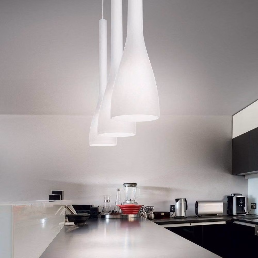 Netlighting Flut Large White Glass Cone Ceiling Pendant Light with E27 Socket – 2